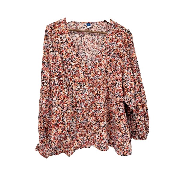 Old Navy Tops - Old Navy Size 3X Ditsy Floral V-Neck Top Long Sleeve Smocked Cottagecore‎